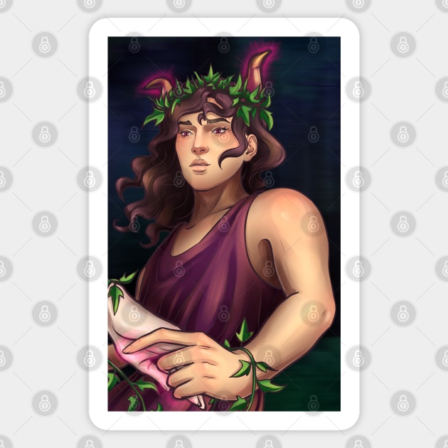 Dionysus with Bull Horns Greek Mythology Comic In a Wine-Dark Dream Sticker by Tati Seol